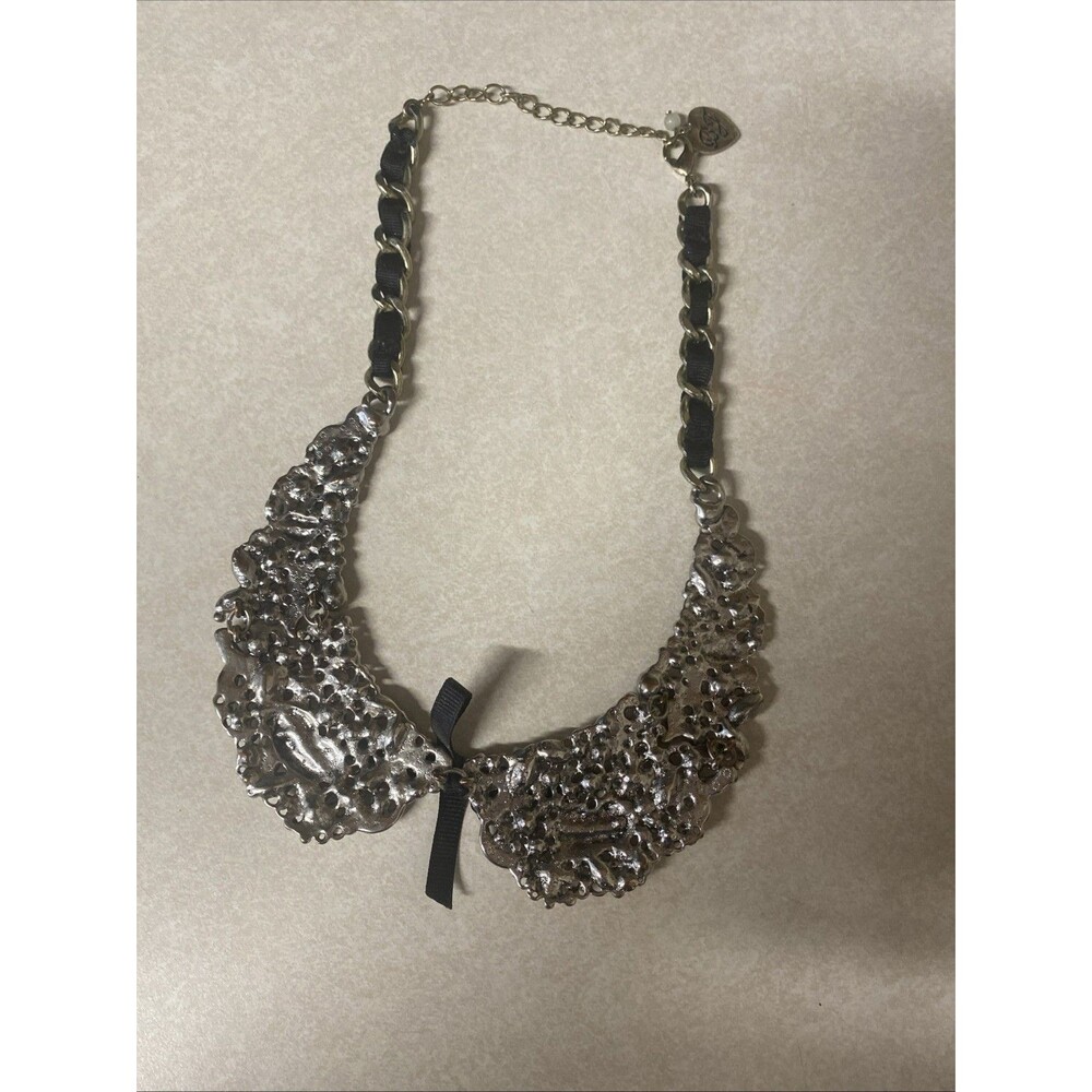 Betsey Johnson Pink, Black and Silver Jeweled Collar Necklace - Picture 7 of 13